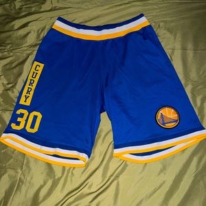 Steph Curry Warriors Shorts Blue and Yellow